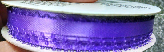 3/16 in Satin Eyelet Ribbon - Purple - 6 Yards