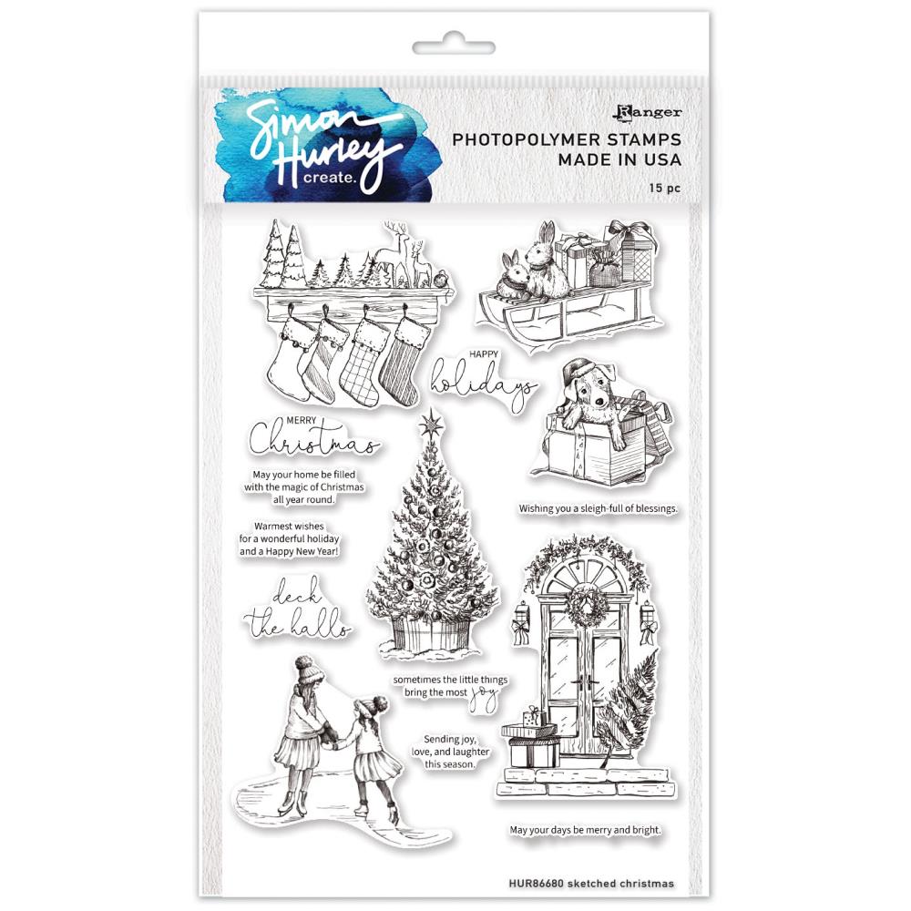 Simon Hurley Sketched Christmas Stamp Set