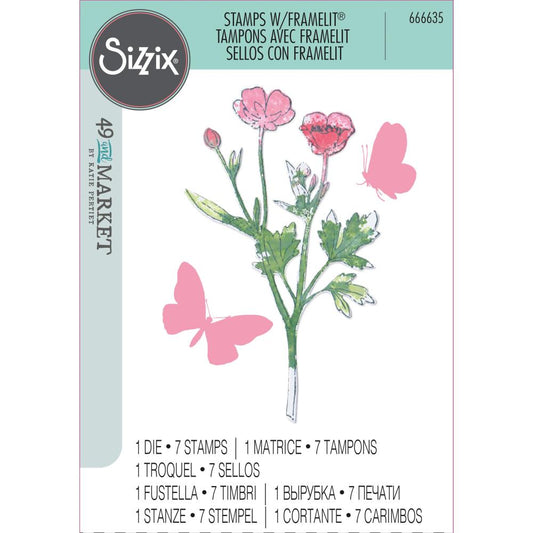 Sizzix 49 and Market Painted Pencil Botanicals Stamps and Dies Set