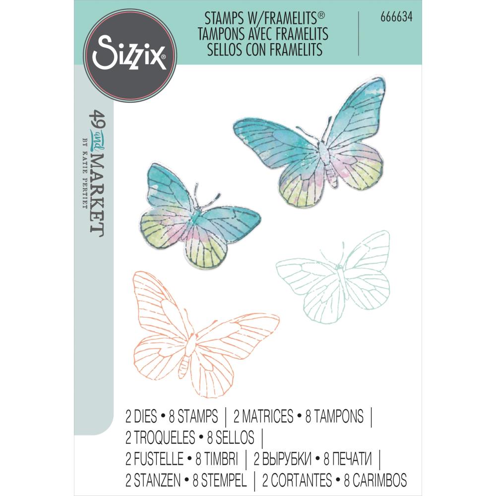 Sizzix 49 and Market Painted Pencil Butterflies Stamps and Dies