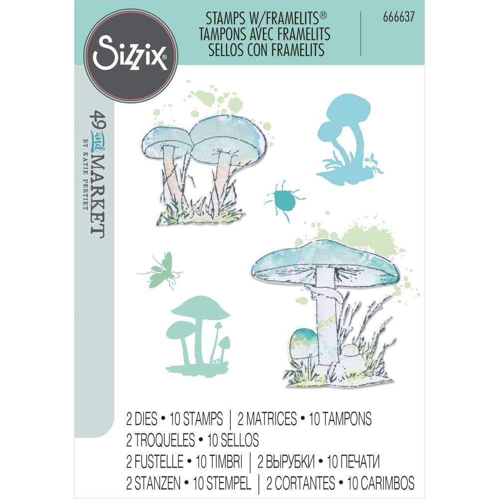 Painted Pencil Mushrooms Stamps & Framelits Dies by Sizzix and 49 and Market