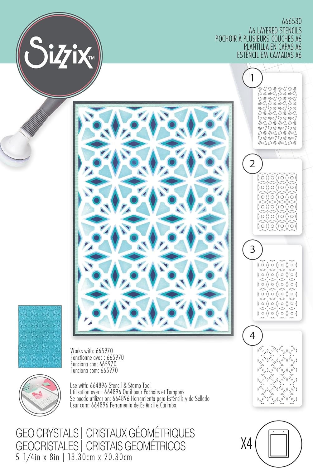 Sizzix Geo Crystal Layering Stencil Set