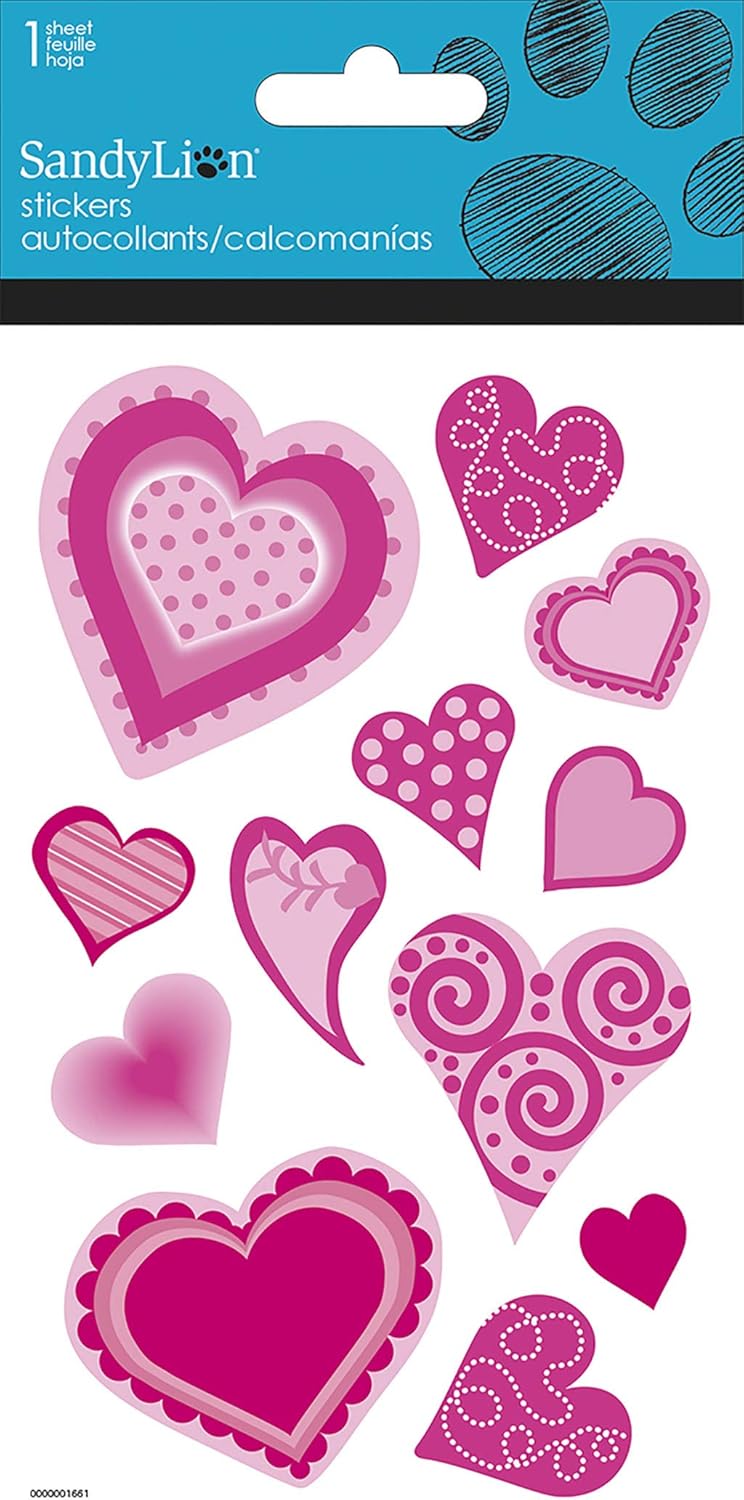 Pink Glitter Heart Stickers