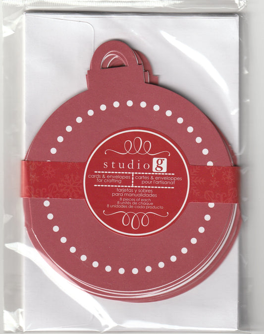 Red Ornament Shaped Christmas Cards