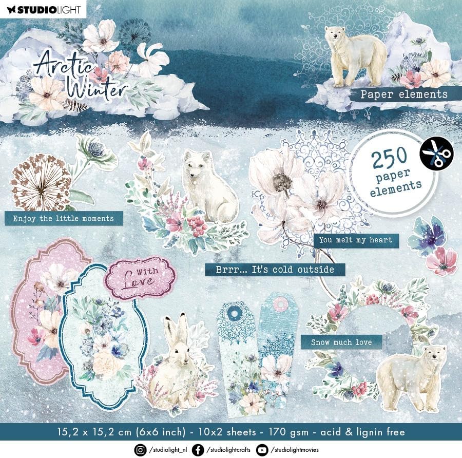 Arctic Winter 6x6 Paper Elements Pack - 250 Pieces