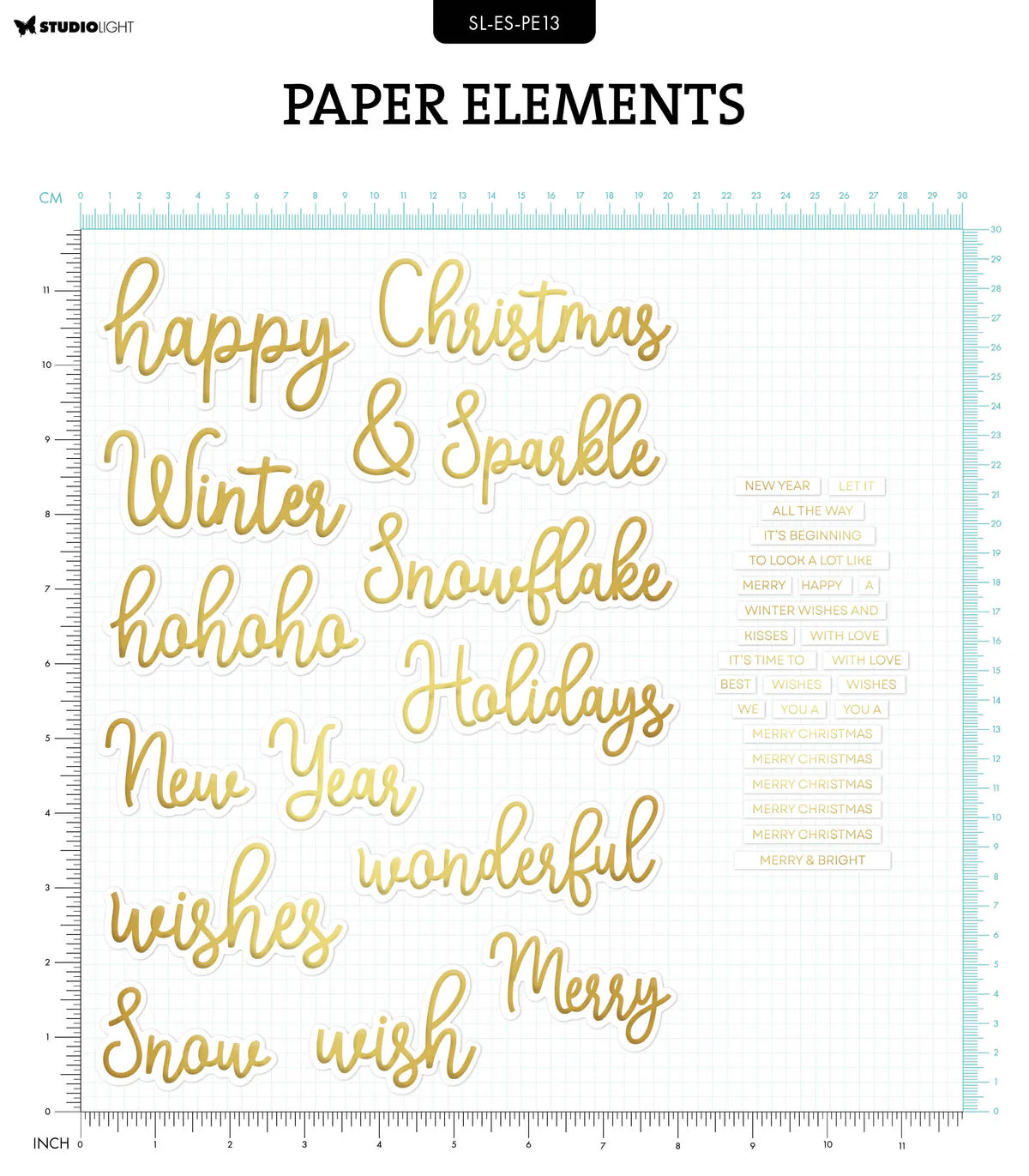 Gold Christmas Sentiments Ephemera Set