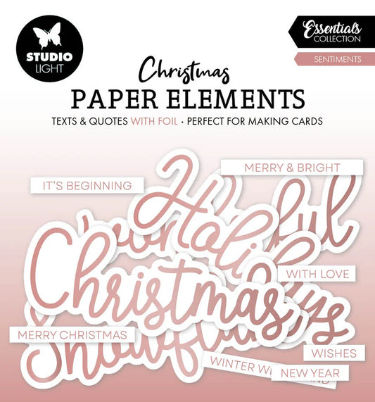 Rose Gold Christmas Sentiments Ephemera