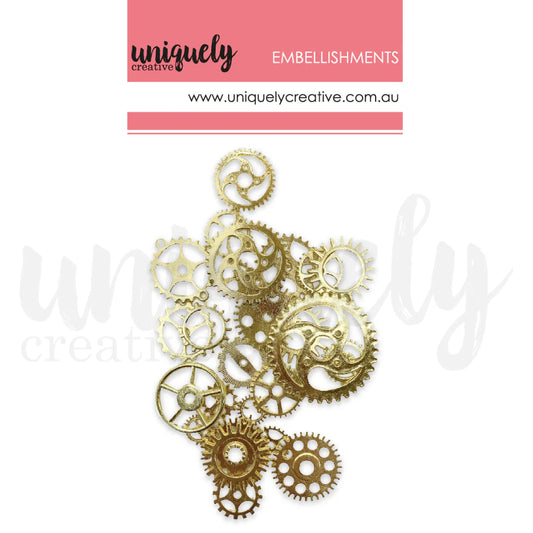 Gold Metal Cogs Embellishments Set