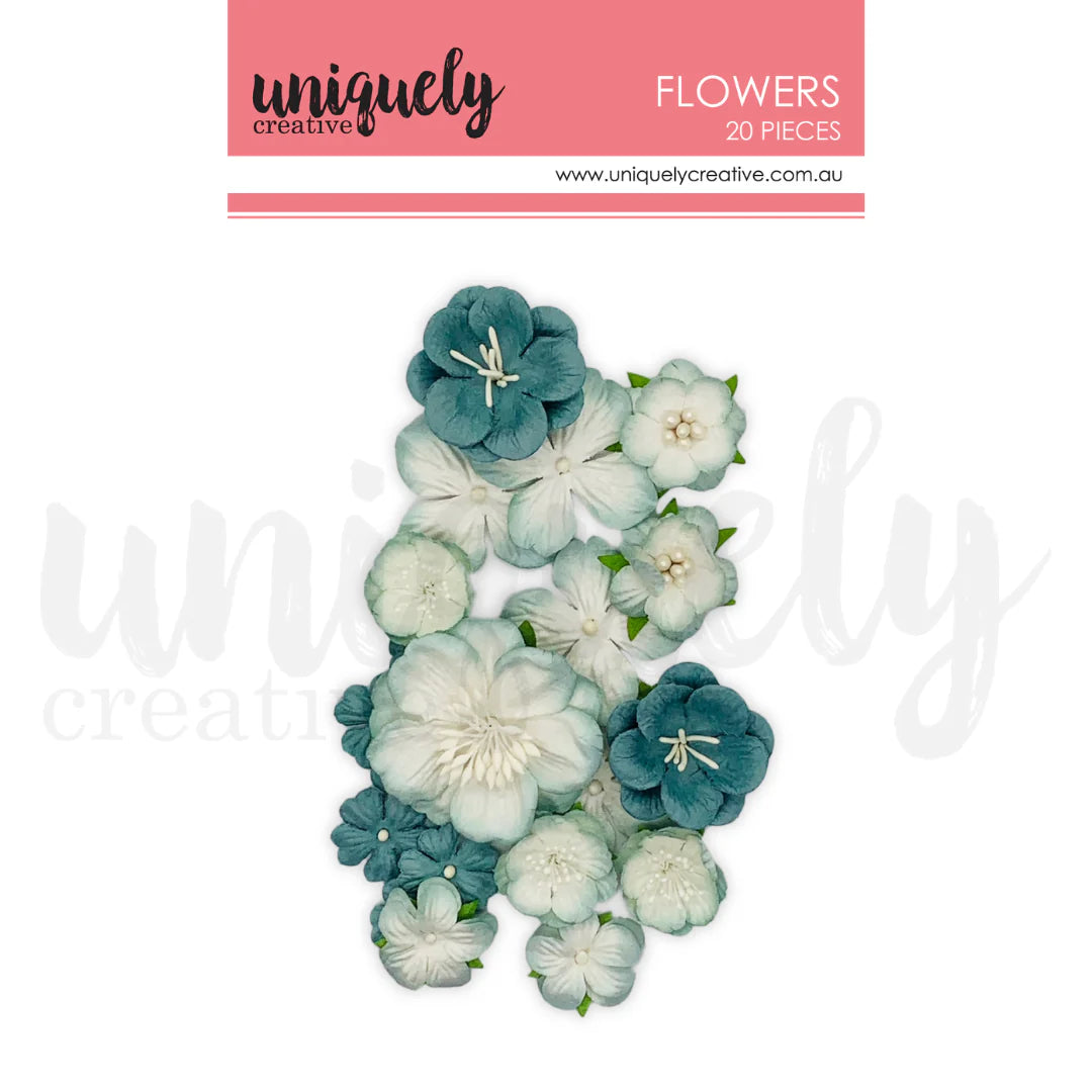 Dusty Teal Flowers by Uniquely Creative