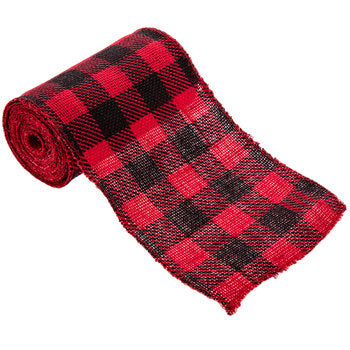 Red and Black Buffalo Plaid Burlap Ribbon