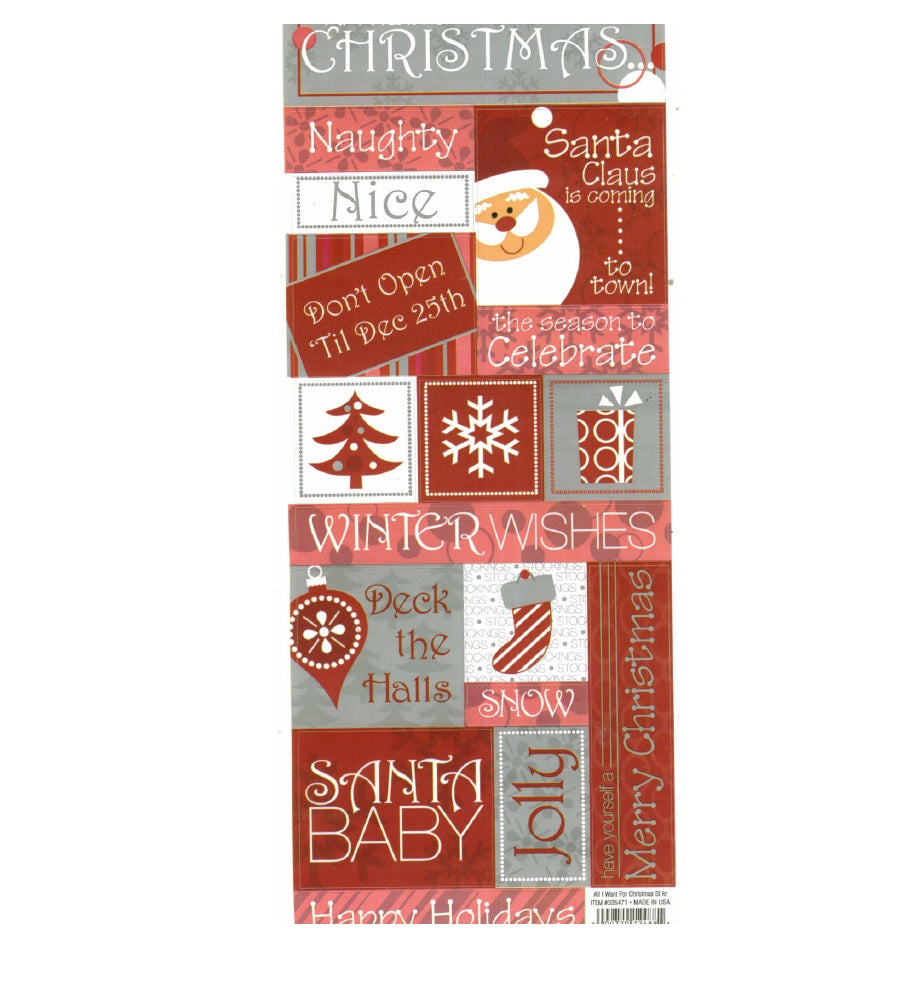 All I Want for Christmas Cardstock Stickers