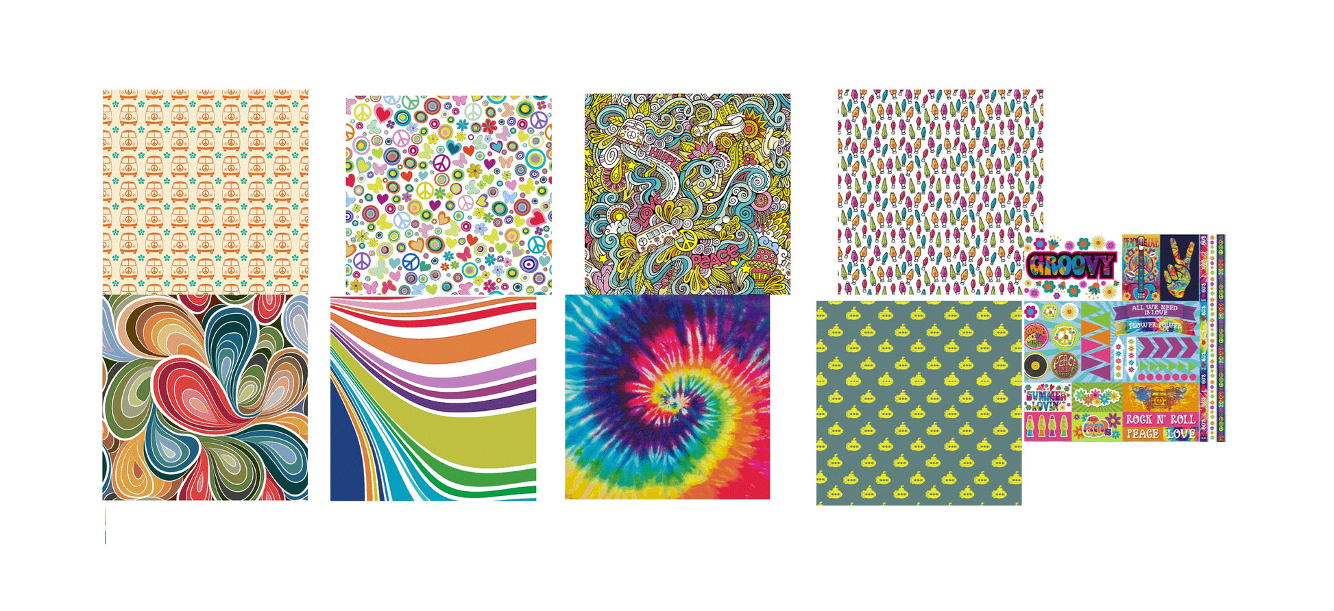 Groovy Scrapbook Papers and Stickers Set