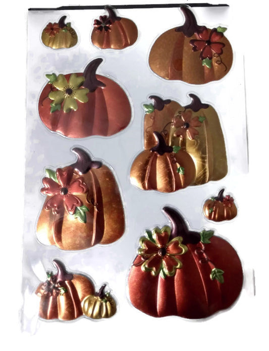 Foil Embossed 3d Pumpkin Stickers