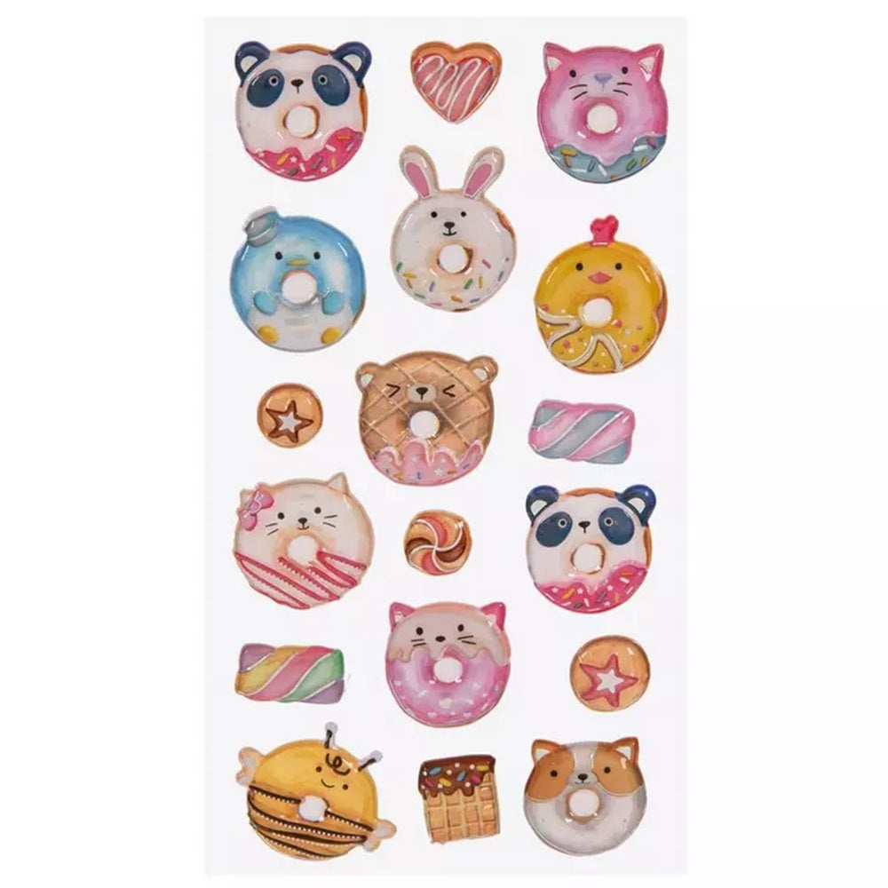 Animal Donuts Puffy Stickers