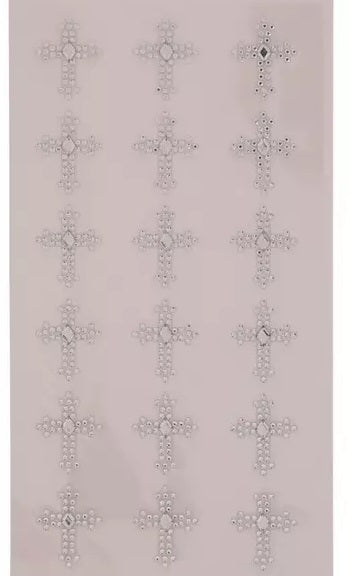 Silver glitter Cross Rhinestone Stickers