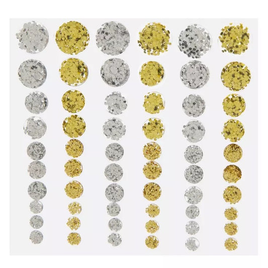 Gold and Silver Glitter Rhinestone Stickers