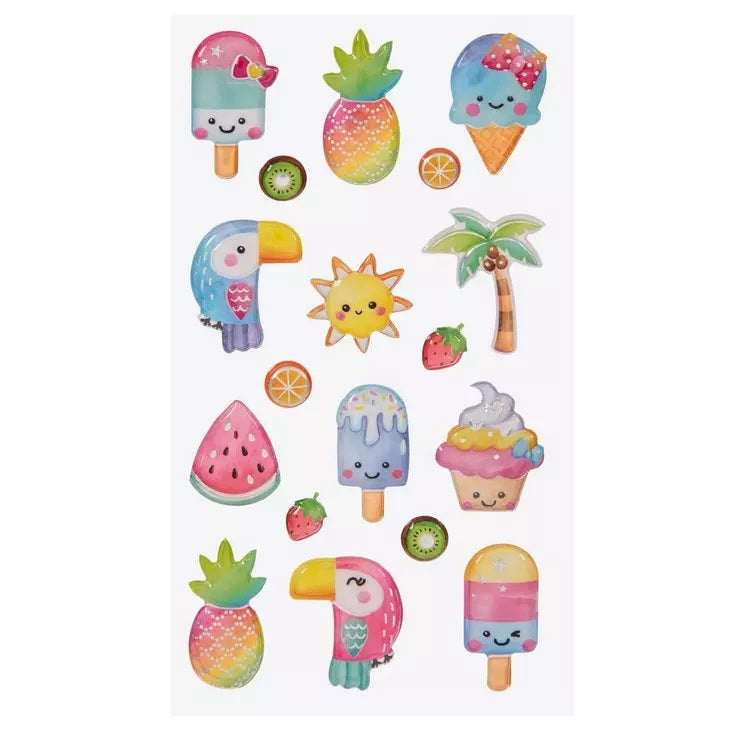 Puffy Ice Cream and Fruit Stickers