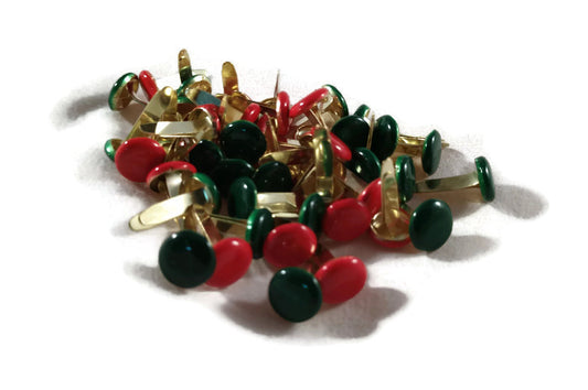 Large Red and Green Round Brads Paper Fasteners