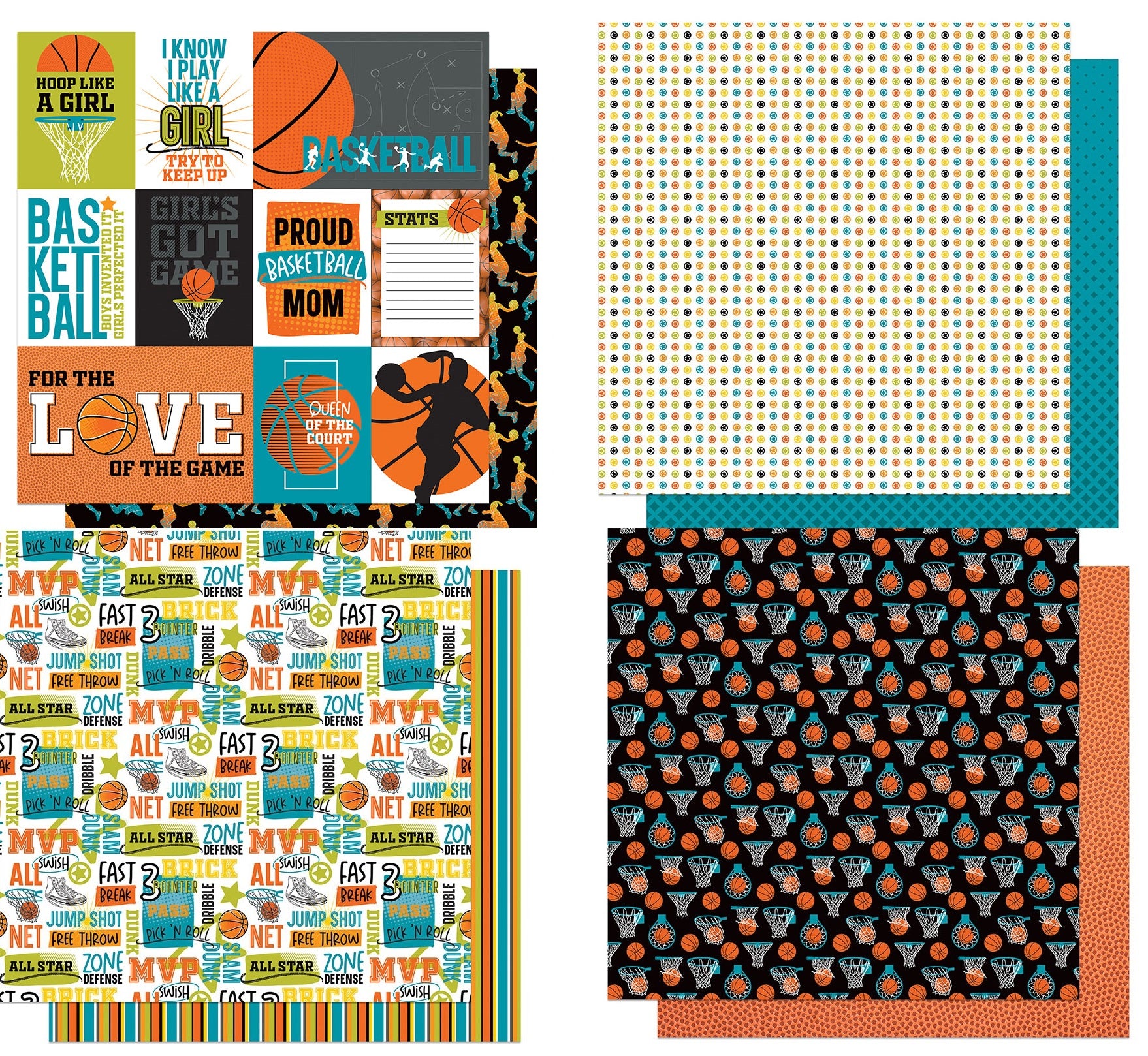 MVP Girls Basketball Scrapbook Paper Set