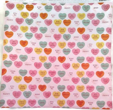 Pink Conversation Heart Scrapbook Paper