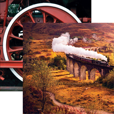 All Aboard train Glenfinnan Viaduct Scrapbook Paper