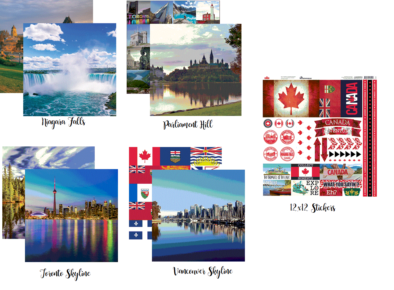 Reminisce Canada Scrapbook Papers and Stickers Set