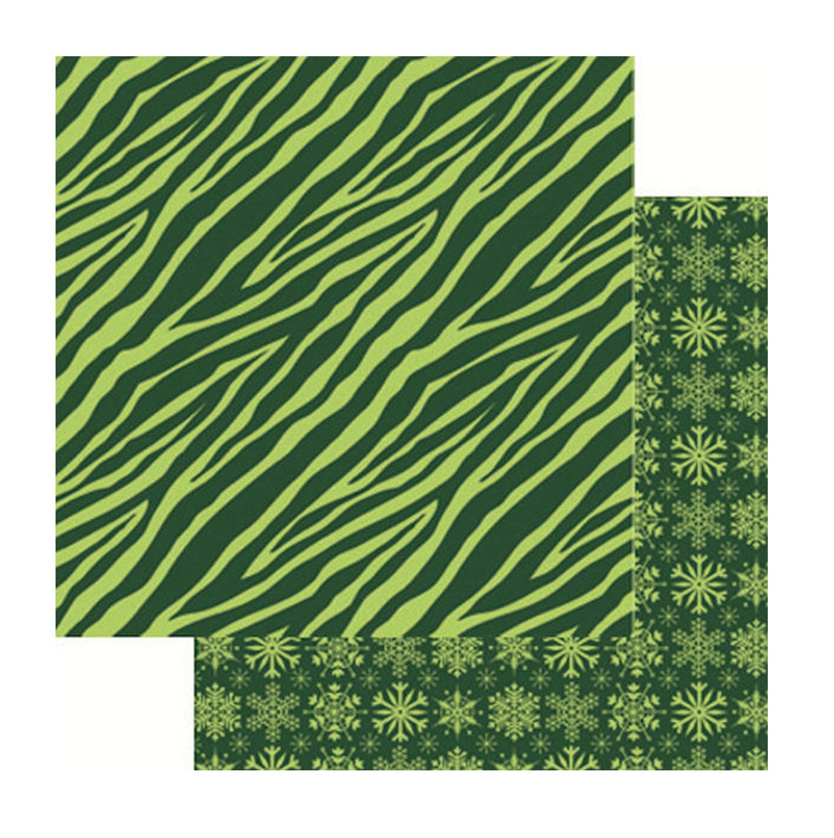 Reminisce Jungle All the Way Green Zebra Stripe Scrapbook Paper