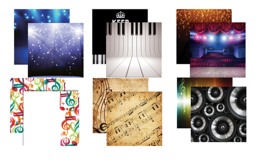 Musicality Music Scrapbook Paper Set 12x12 6 Sheets