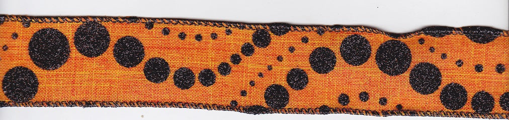 Wired Orange and Black Glitter Dot Ribbon