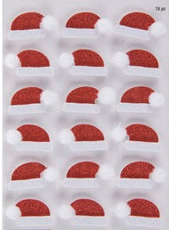 Glitter Christmas Santa Hat Stickers