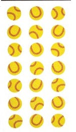 Foam Softball Glitter Stickers