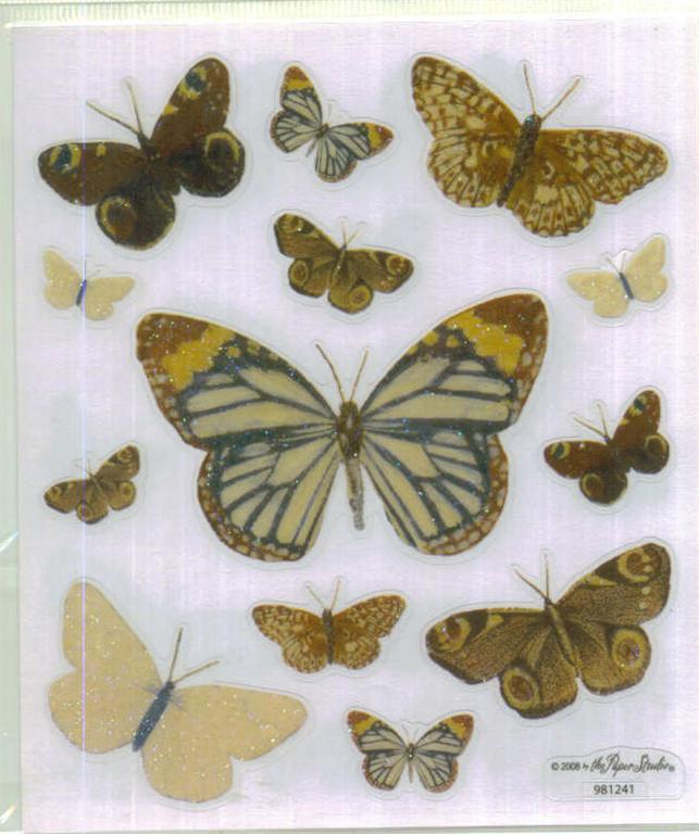 Glitter Brown butterfly stickers