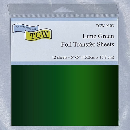 Lime Green Transfer Foil Sheets 6x6 - 12 Sheets