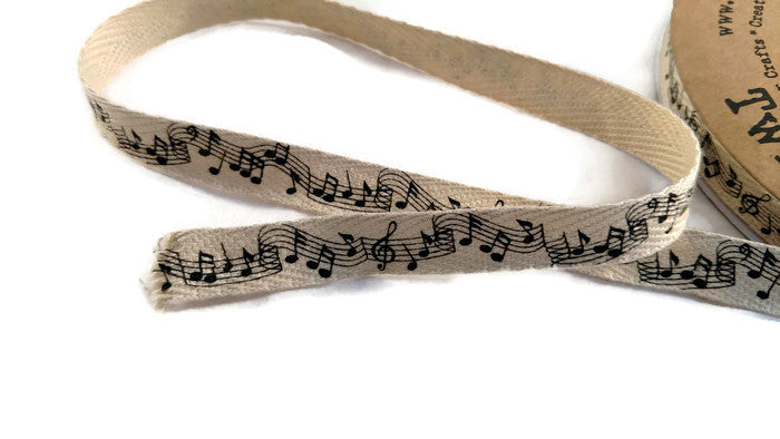 Music Notes Twill Ribbon