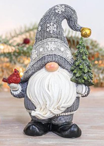 Sweater Jingle Gnome Figurine with Cardinal