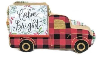 All is Calm Lighted Buffalo Plaid Truck