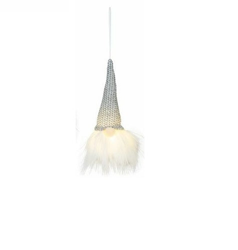 Light Up Silver Gnome Ornament