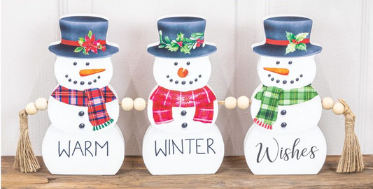 Snowman Friends Rope Block Sign