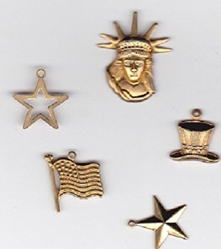 Brass patriotic charms set