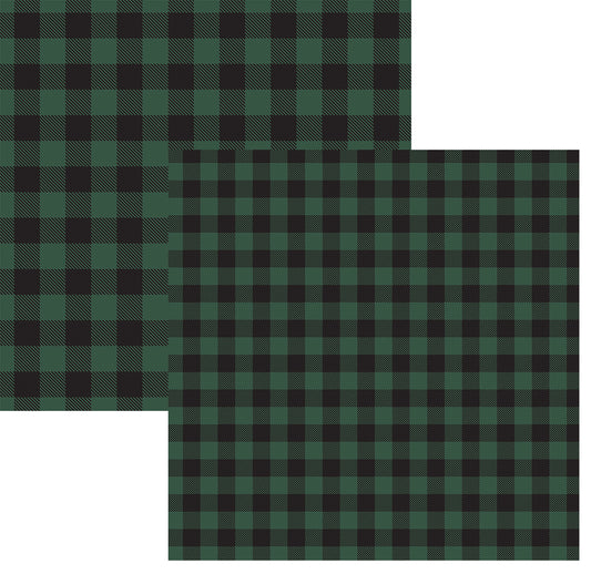 Green and Black Buffalo Plaid Paper