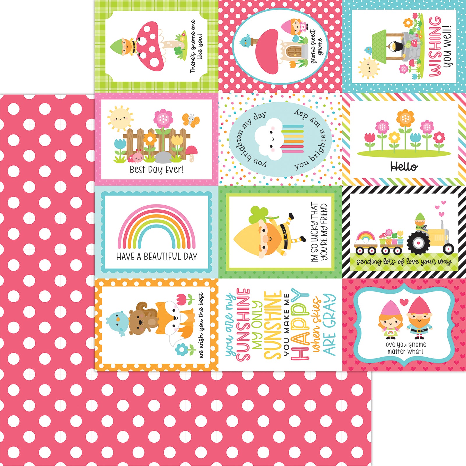 Ladybug Picnic Over the Rainbow Scrapbook Paper