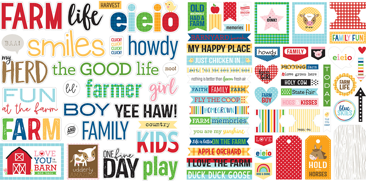 Farm EIEIO Words Ephemera Die Cuts