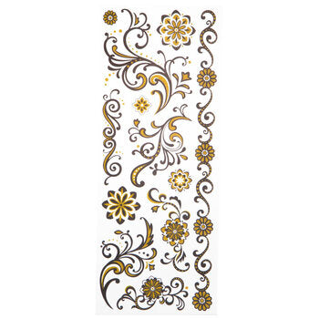 Black and Gold Glitter Flourish Stickers