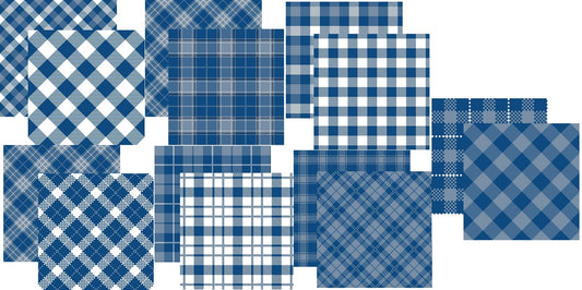 Classic Blue Tartan Plaid Scrapbook Paper Set