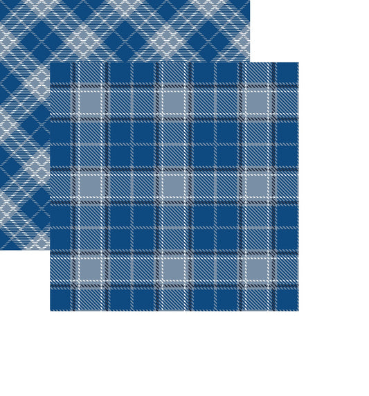 Classic Blue Tartan Plaid Cardstock Paper