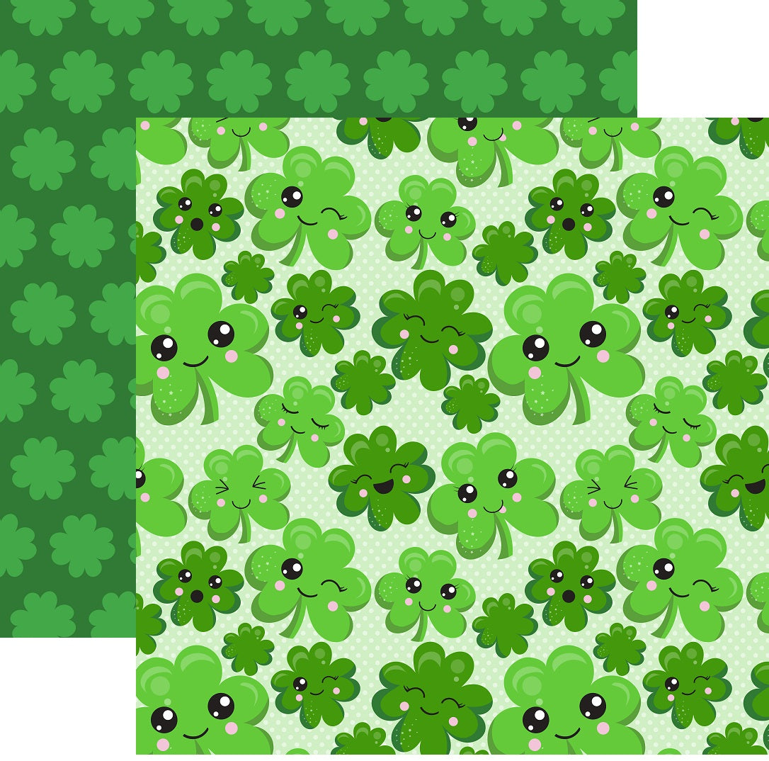 Clover Faces Shamrock Scrapbook Paper