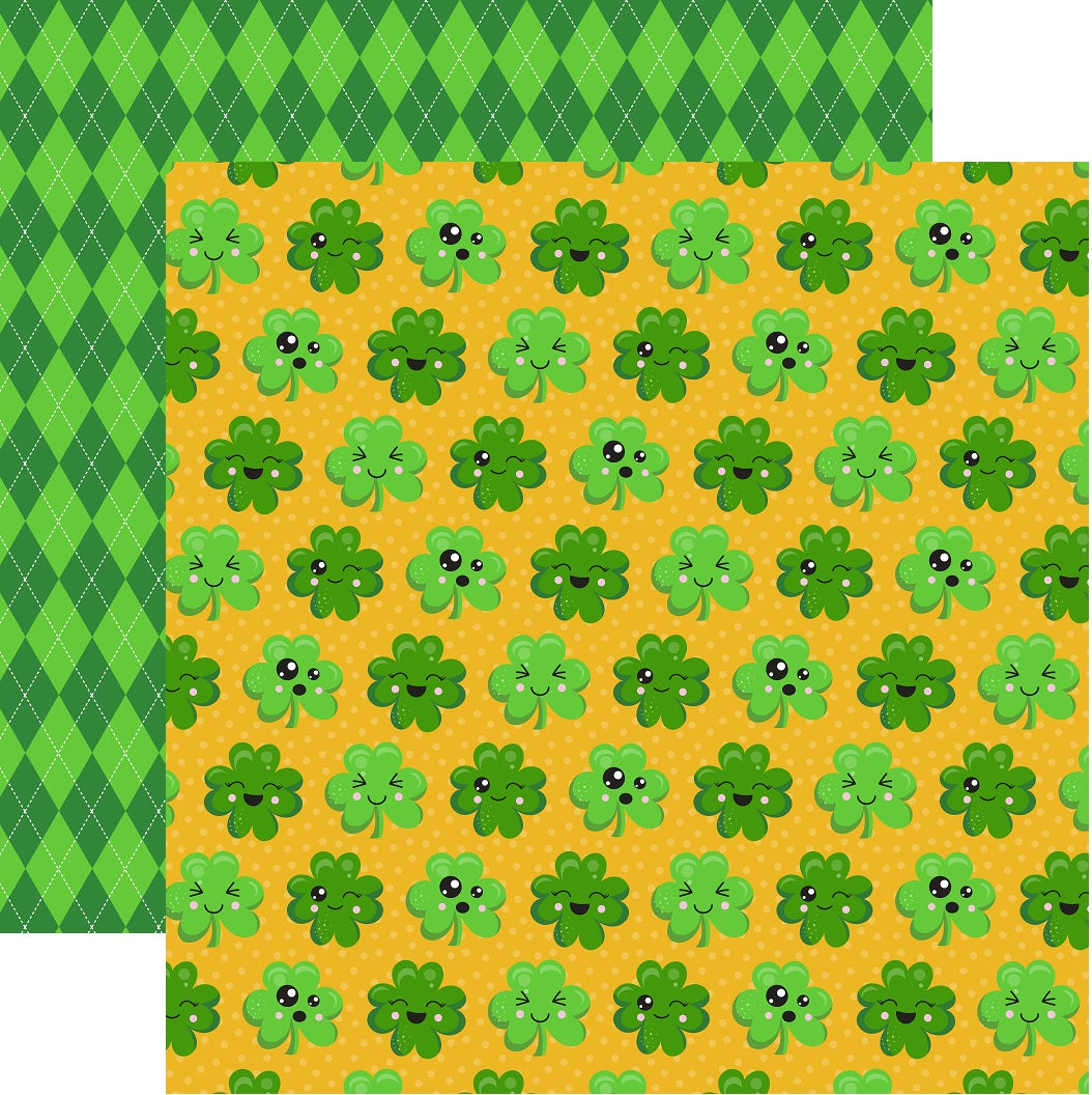 Happy Shamrocks Clover Faces Scrapbook paper