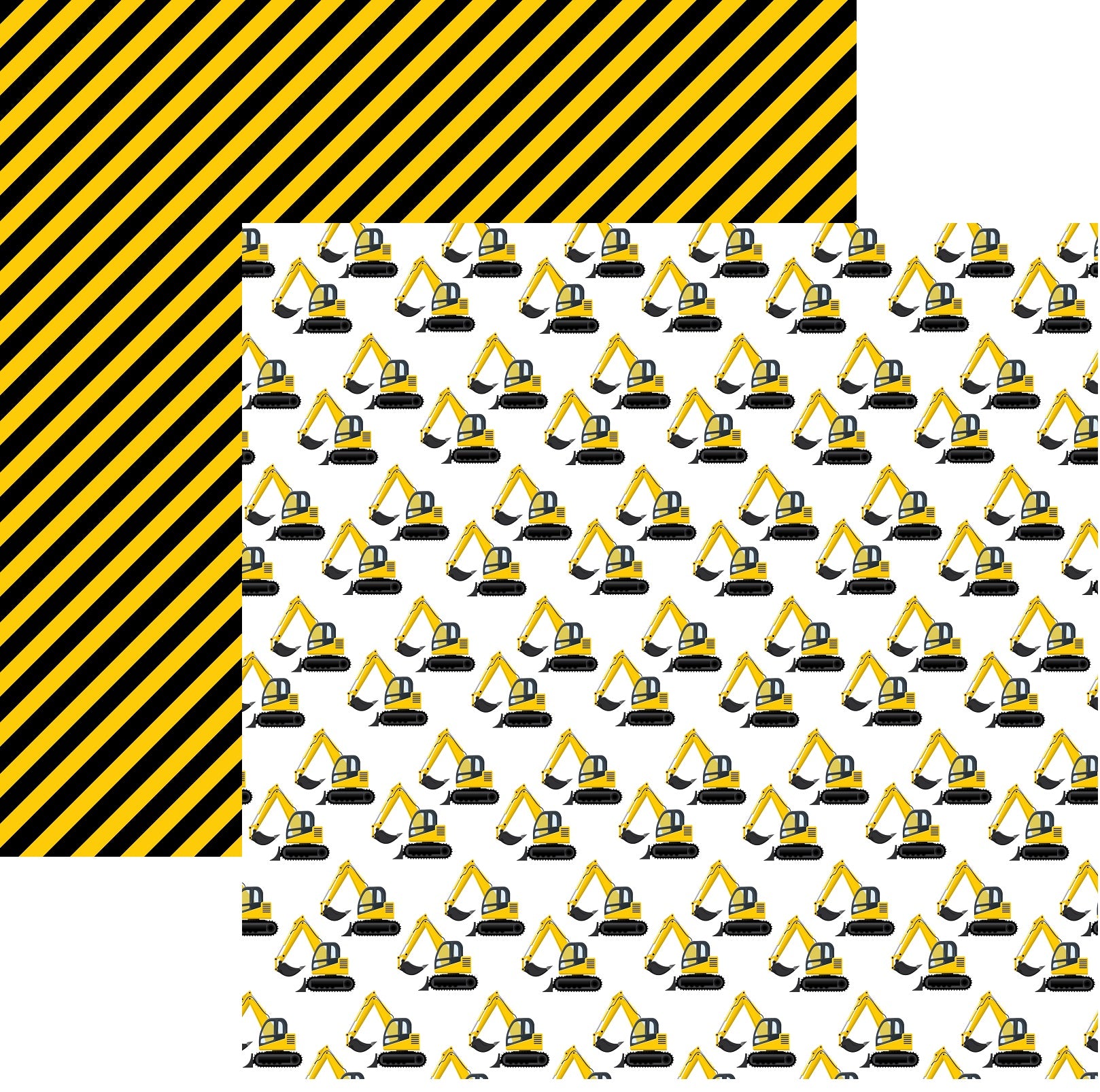 Excavator Construction Scrapbook Paper