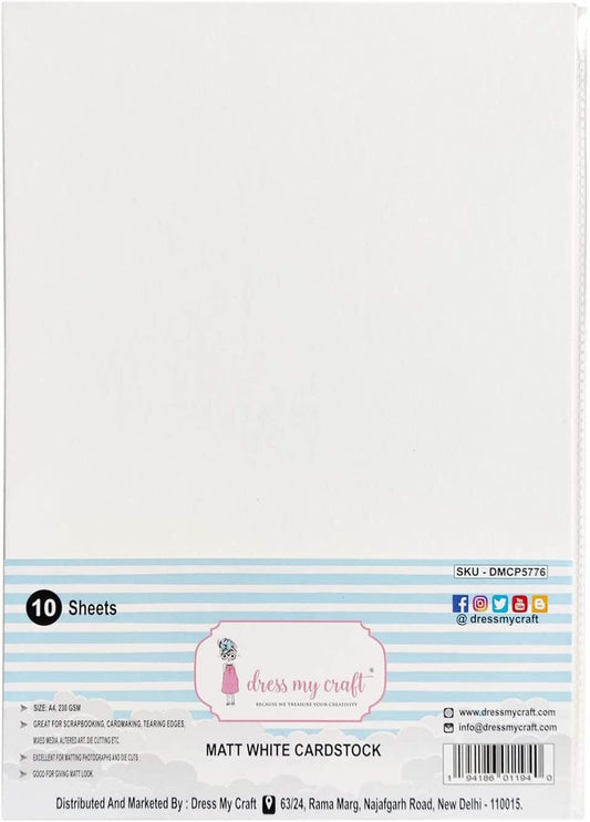 Dress My Craft Matt White Cardstock 230gsm 8.25"X11.75" 10/Pkg