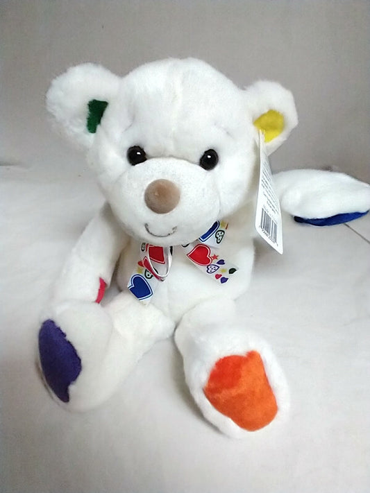 First and Main Rainbow Chuckles Bear White